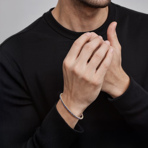 Bransoletka tenisowa Luminy 2,3mm: złoto, niebieskie szafiry